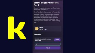 Become a Crypto Ambassador  Part 4  Tapswap Code [upl. by Aihsenek257]