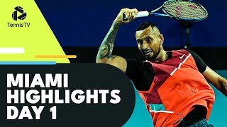 Kyrgios vs Mannarino Kokkinakis Goffin Play  Miami 2022 Day 1 Highlights [upl. by Niajneb]