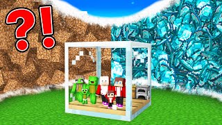 DIRT amp DIAMOND TSUNAMI vs Mikey Family amp JJ Family GLASS Bunker Minecraft Maizen [upl. by Annayat]