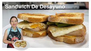 Sandwich De Desayuno  Super Rapido  Cocinando Con Mabel [upl. by Rebme]