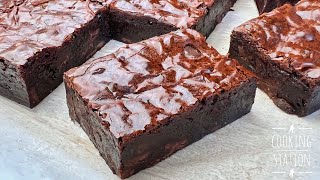 Easiest Glossy Skin Fudgy Brownies Cocoa powder Recipe [upl. by Donoho133]