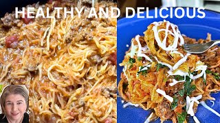 Slow Cooker Spaghetti Squash With Meat Sauce lowcarb ketofriendly [upl. by Socram916]