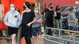 Angelina Jolie Shopping at Target with her Daughters and Son in Los Angeles [upl. by Odilia393]