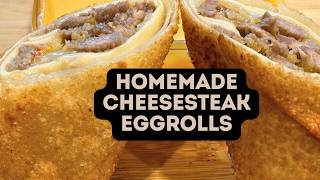 My Wife Made Homemade Cheesesteak Eggrolls with Cheese Wiz Dip [upl. by Aelyk]