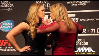 UFC 190 Ronda Rousey vs Bethe Correia Staredown [upl. by Goodden814]