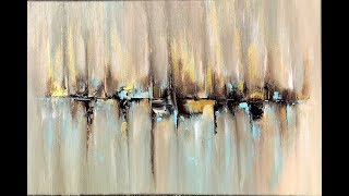 Skyline abstract painting with Acrylic abstract art acrylpainting abstrakte Malerei mit Acryl [upl. by Beattie]