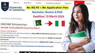 University of Camerino Italy Admission Process 2024  No IELTS  No Application Fee [upl. by Atteuqram549]