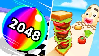 Satisfying Mobile Games  Sandwich Run Sandwich Runner Help Me Tricky Puzzle Ball Run 2048 [upl. by Aicirtan]