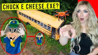 DRONE CATCHES CHUCK E CHEESEEXE AT HAUNTED SCHOOL RUNNING AROUND HE CAME AFTER US [upl. by Peih]