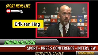 Erik ten Hag amp Eriksen interview postmatch Manchester UnitedFC Twente 11 UEFA Europa League [upl. by Cart762]