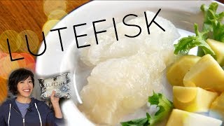 LUTEFISK amp LEFSE Taste Test  Norwegian lyetreated fish Christmas Dinner [upl. by Laius]