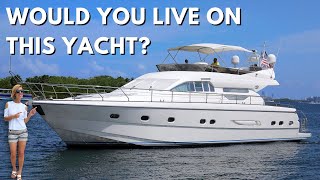 385000 56 Yacht Tour  CanNOT afford a house in MIAMI You Can Live aboard This [upl. by Mariquilla455]