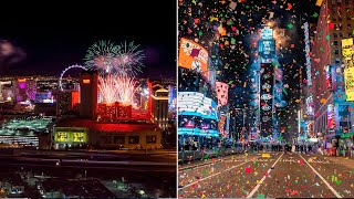 Watch New York and Las Vegas 2021 New Year celebrations [upl. by Bolme696]