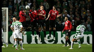 Champions League Moments  Shunsuke Nakamura Freekick Goals vs Manchester United [upl. by Lain228]