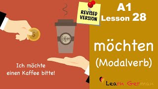 Revised  A1Lesson 28  Learn German  möchten  Modal verbs  Modalverben  German for beginners [upl. by Roderica]