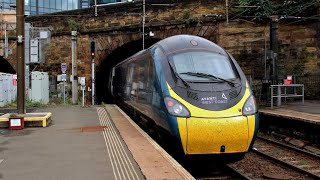 Haymarket Railway Station 390043 AWC Pendolino departs P3 on Late 9S54 on 16th September 2023 [upl. by Duester226]