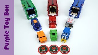 Red Blue Green Dinosaur Car Shooter Toys 공룡메카드 카슈터 장난감 헬로카봇 터닝메카드 [upl. by Raul]