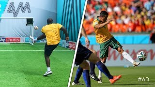 Akinfenwa recreates RIDICULOUS Tim Cahill volley  World Cup Challenge [upl. by Bornie]