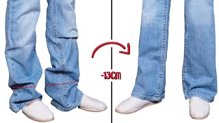 How to hem flared jeans in 5 minutes while keeping the original hem [upl. by Nydia]