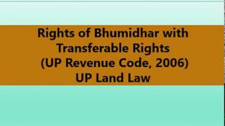 Rights of Bhumidhar with transferable rights [upl. by Michon]