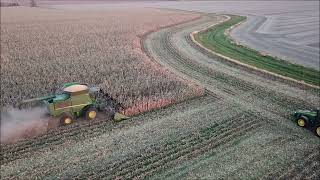 JORDAN FARMS SHELLING CORN OCT 30TH 2024 ABINGTON INDIANA JOHN DEERE S780 AND 612C CORN HEAD [upl. by Feune809]