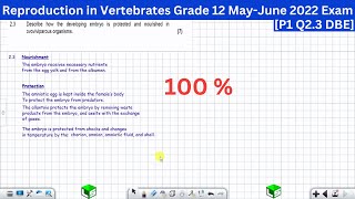 Reproduction in Vertebrates Life Sciences Grade 12 Exam Questions MayJune 2022 P1 Q23 DBE [upl. by Nylodam492]