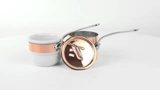 Mauviel 1830 Mheritage 150s Copper amp Stainless Steel Bain Marie  Porcelain 09 qt [upl. by Aicineohp]