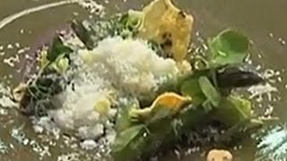 Michelin starred chef Agnar Sverrisson creates an asparagus with seaweed amp parmesan snow recipe [upl. by Aihsat491]