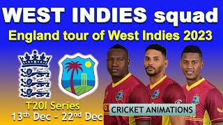 west indies squad for england 2023  england vs west indies t20 series all teams squad [upl. by Mirella904]