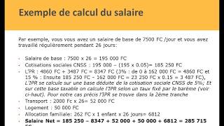 Calcul du salaire en RDC en 2020 [upl. by Moneta]