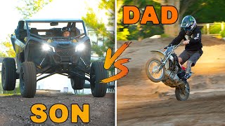 Pitbike VS Side By Side Race  Father VS Son [upl. by Odnalor296]