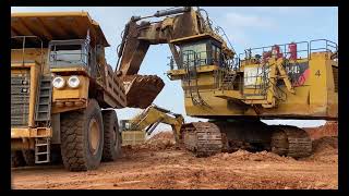 Caterpillar 6040 Massive Excavator Loading Hitachi And Terex Dumpers [upl. by Livesay105]