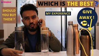 Best Water Bottle In India  Copper Glass amp Steel  Review Comparison Buying Guide amp Give Away [upl. by Aicilev]