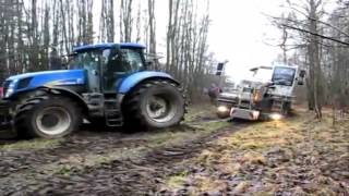 █▬█ █ ▀█▀ Wpadka na bogato czyli wyciąganie dzwigu 2x New Holland [upl. by Wilkens]