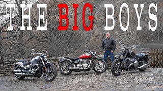 Heavyweight Cruiser Motorcycle Shootout HarleyDavidson Breakout 117 BMW R 18 Triumph Speedmaster [upl. by Berkshire]