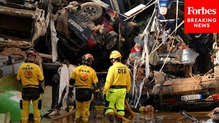 Death Toll Rises Above 200 After Flash Floods Cause Extreme Damage In Valencia Spain [upl. by Adolpho]