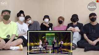 BTS Reaction to Blackpink Love sick Girls Tokopedia Performance Fanmade 💜 [upl. by Sdlonyer742]