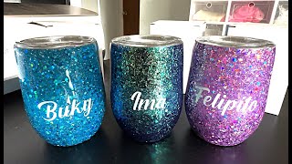 Resin Craft  48  Glitter Tumblers with Names [upl. by Nillad]