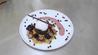 Plating inspiration Brownie with homemade Callebaut chocolate sauce [upl. by Ahsiemal]