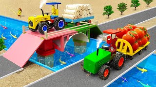 Diy tractor making mini Girder Bridge Construction  diy Helicopter rescue Wood Tractor  HP Mini [upl. by Elleiram]