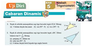 KSSM Matematik Tingkatan 3 Bab 5 nisbah trigonometri uji diri no 1 no 2 cabaran dinamis buku teks [upl. by Ahsilahk799]