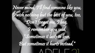 Adele  Someone like you WITH ONSCREEN LYRICS [upl. by Janene]