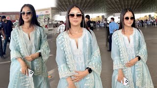 Shehnaaz Kaur Gill Spotted at the Airport  Casual Chic Look 2024 [upl. by Andre]