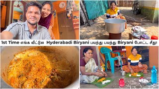 1st time Hyderabadi Biryani பயந்து பயந்து Biryani போட்ட சீதூ ஒரு வழியா போட்டாச்சி  Vinoth Seetha [upl. by Doraj]