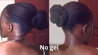 Quick amp easy sleek low bun on 4c natural hair [upl. by Bergwall]