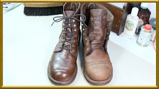 ASMR Clean amp restore Redwing 8111 iron ranger care  4k UHD [upl. by Ern842]