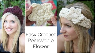 Easy Removable Crochet Flower Tutorial [upl. by Anelim]