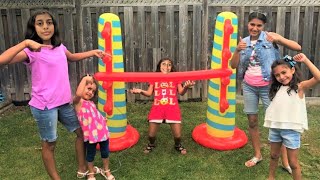 Kids play Inflatable Limbo Challenge with HZHtube kids fun family fun game [upl. by Malinin535]