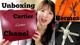 DESIGNER UNBOXING CHANELCARTIERHERMES [upl. by Dunstan]