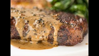 Steak with Creamy Peppercorn Sauce [upl. by Hgielime622]